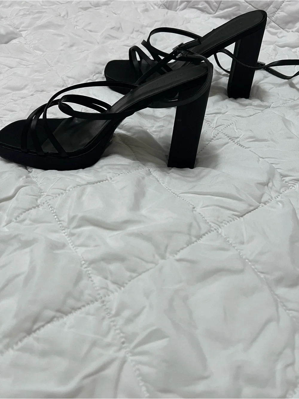 Black Strappy Block Heel Sandals - Women